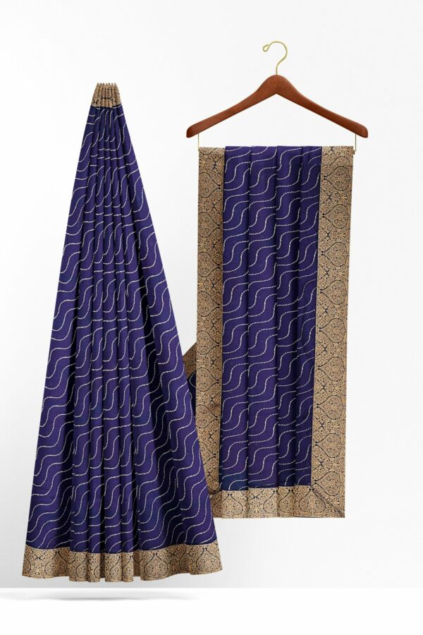 Dark blue saree with golden colour border