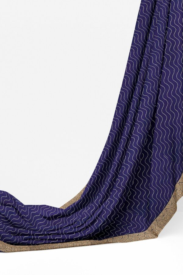 Dark blue saree with golden colour border - Image 3