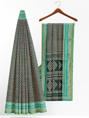 Dark green saree with green border