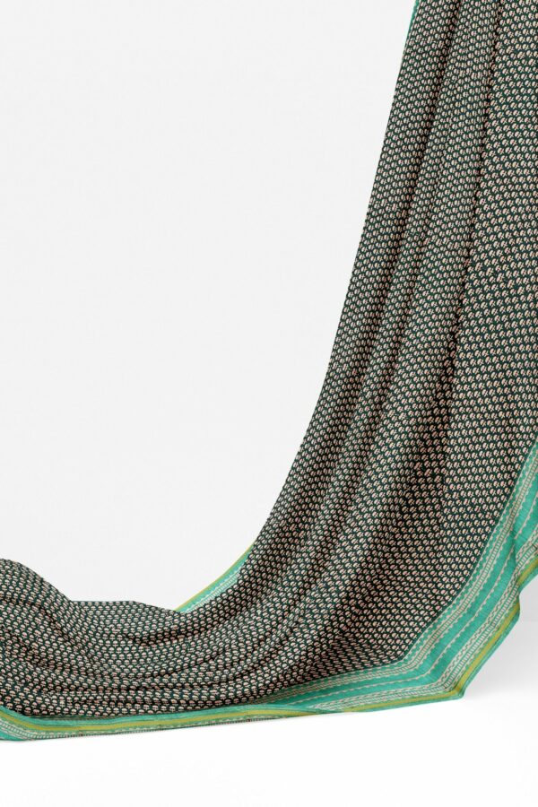 Dark green saree with green border - Image 3
