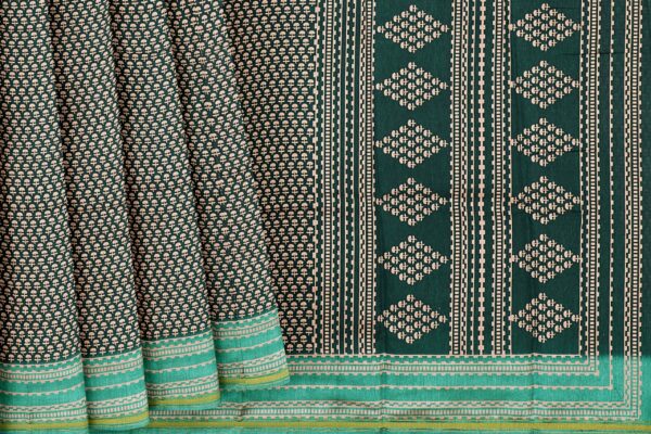 Dark green saree with green border - Image 4