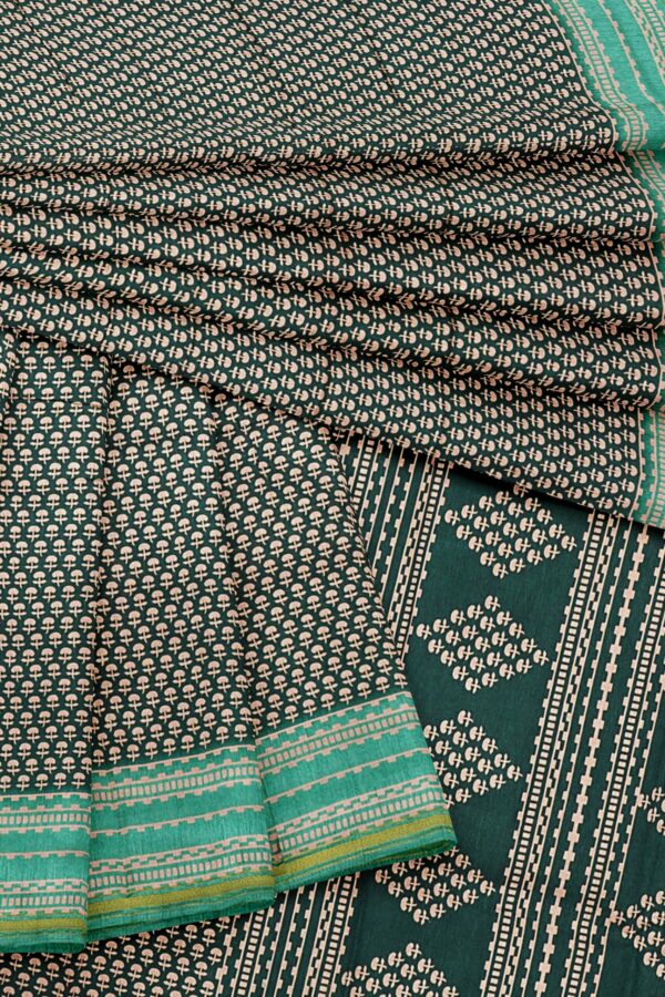 Dark green saree with green border - Image 5