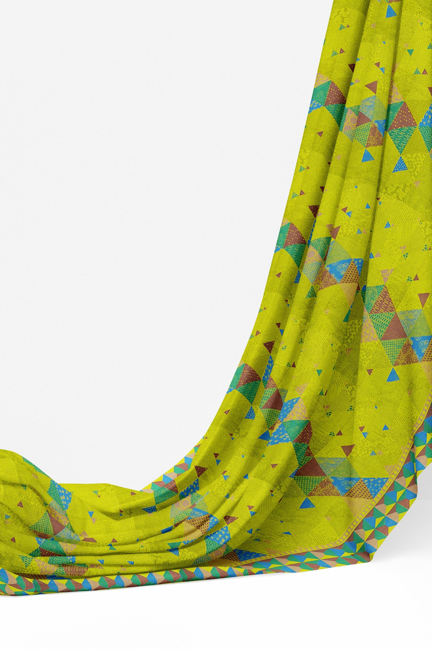 Green saree with brown green border - Image 3