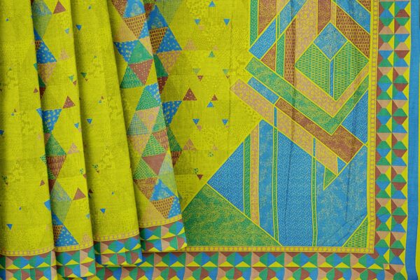 Green saree with brown green border - Image 4