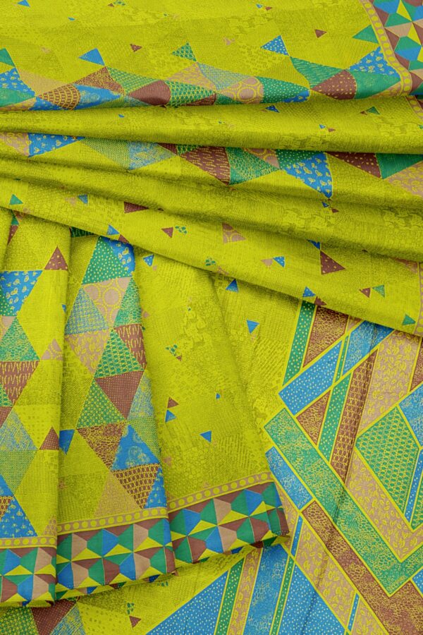 Green saree with brown green border - Image 5