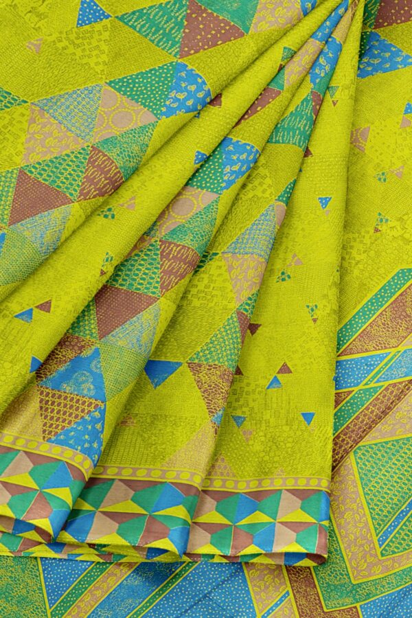 Green saree with brown green border - Image 6