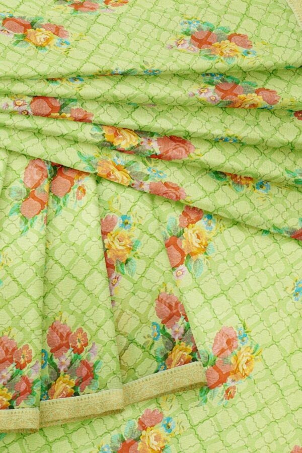 Green saree with golden colour border - Image 5