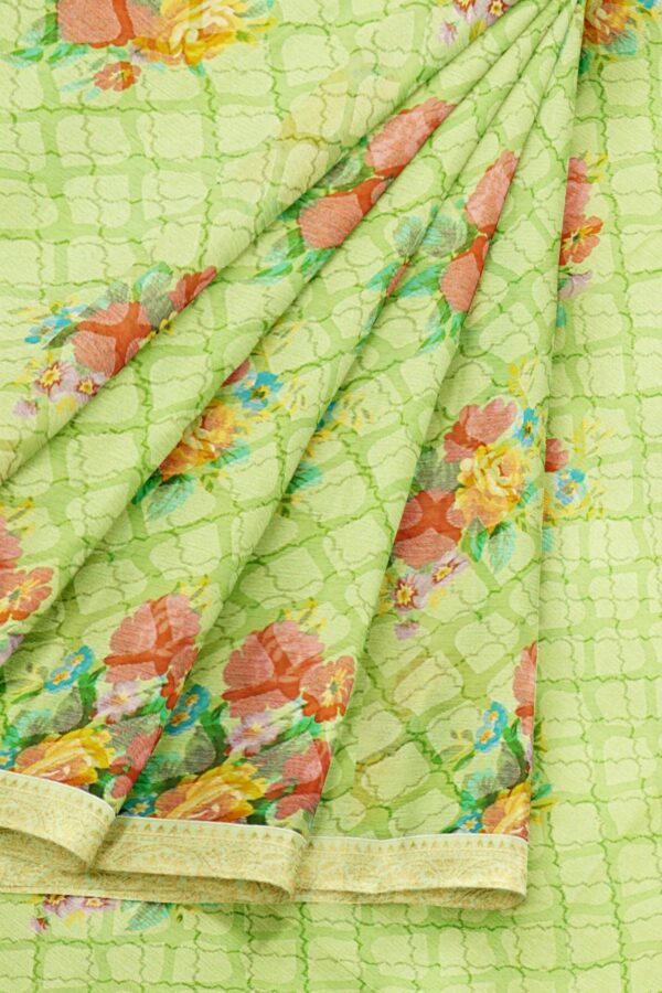Green saree with golden colour border - Image 6