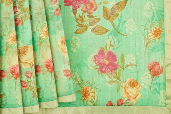 Green saree with golden colour border - Image 4