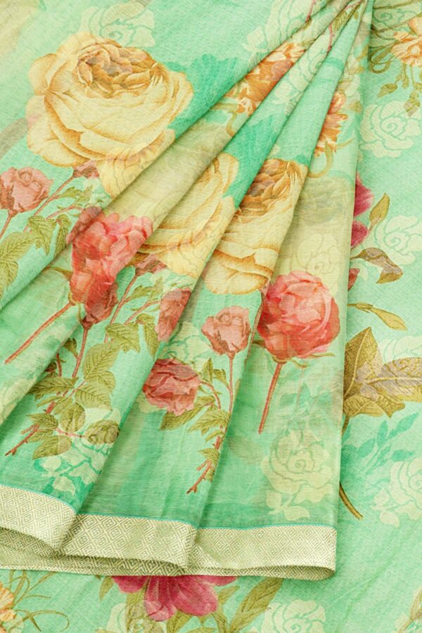 Green saree with golden colour border - Image 6