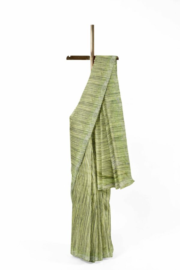 Green saree with green border - Image 2