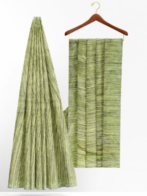 Green saree with green border