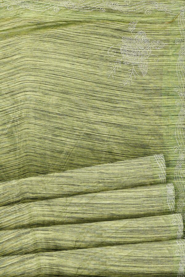 Green saree with green border - Image 4