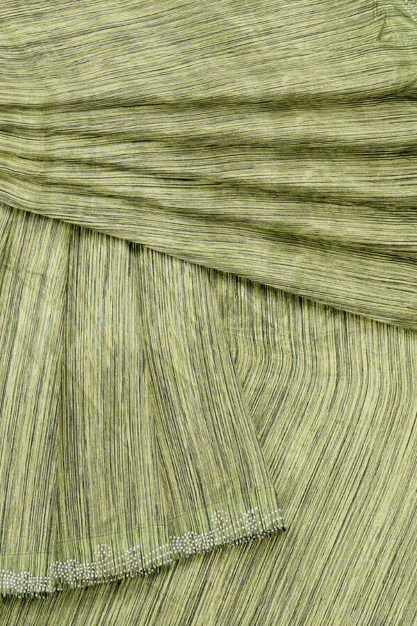 Green saree with green border - Image 5