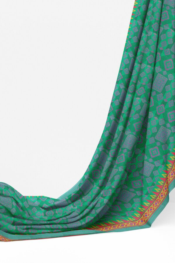 Green saree with green border - Image 3