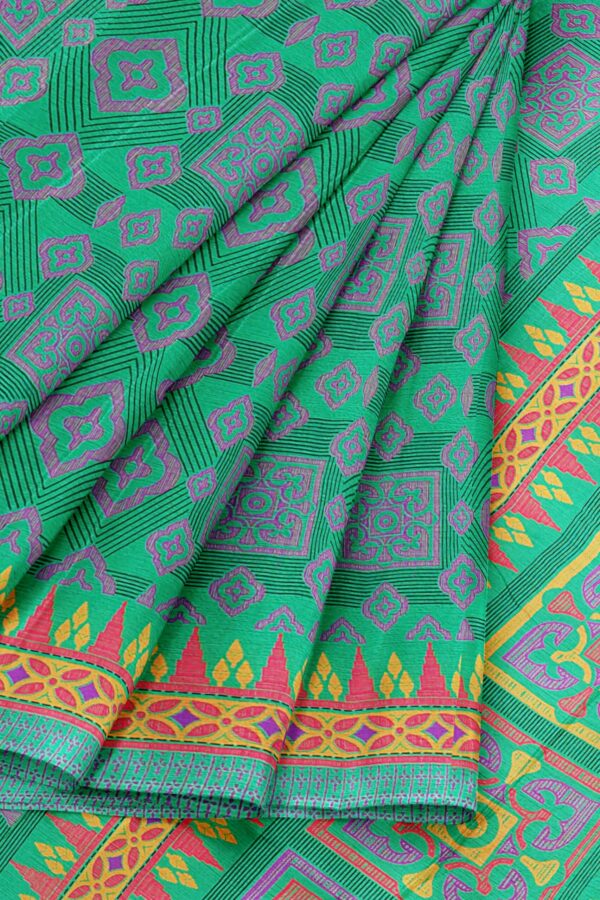 Green saree with green border - Image 6