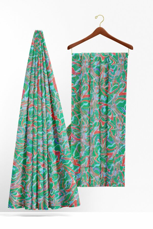 Green saree with green border