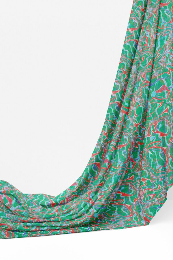 Green saree with green border - Image 3