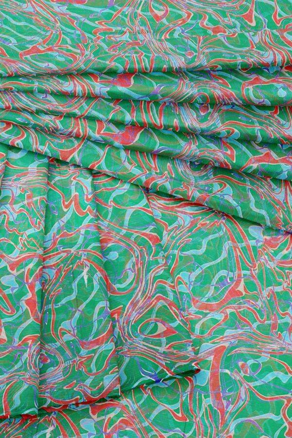 Green saree with green border - Image 5