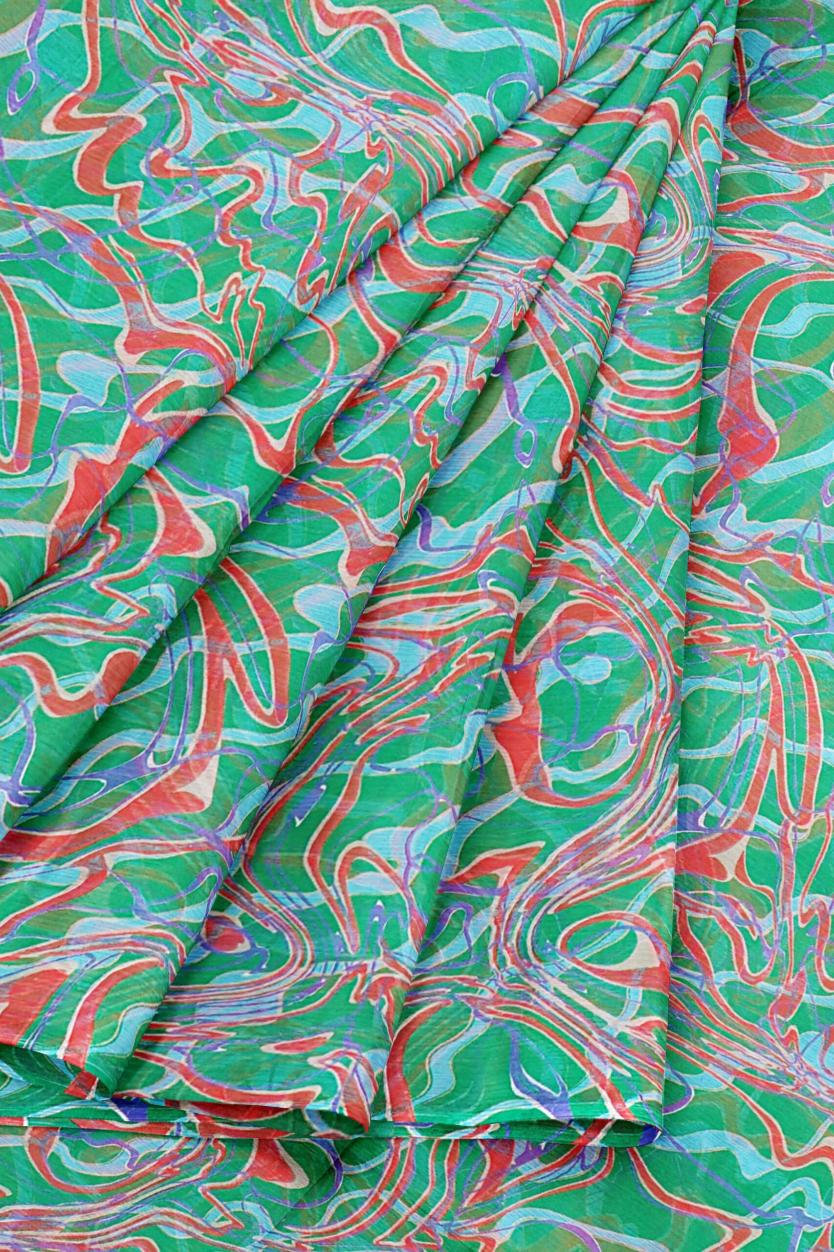 Green saree with green border - Image 6