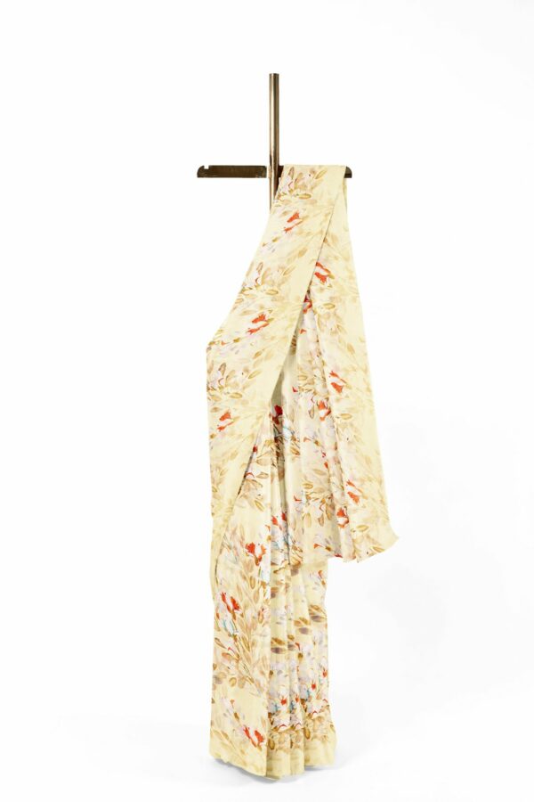 Half white saree with half white border - Image 2