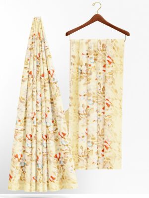 Half white saree with half white border