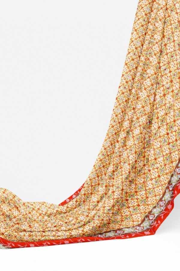 Half white saree with red border - Image 3