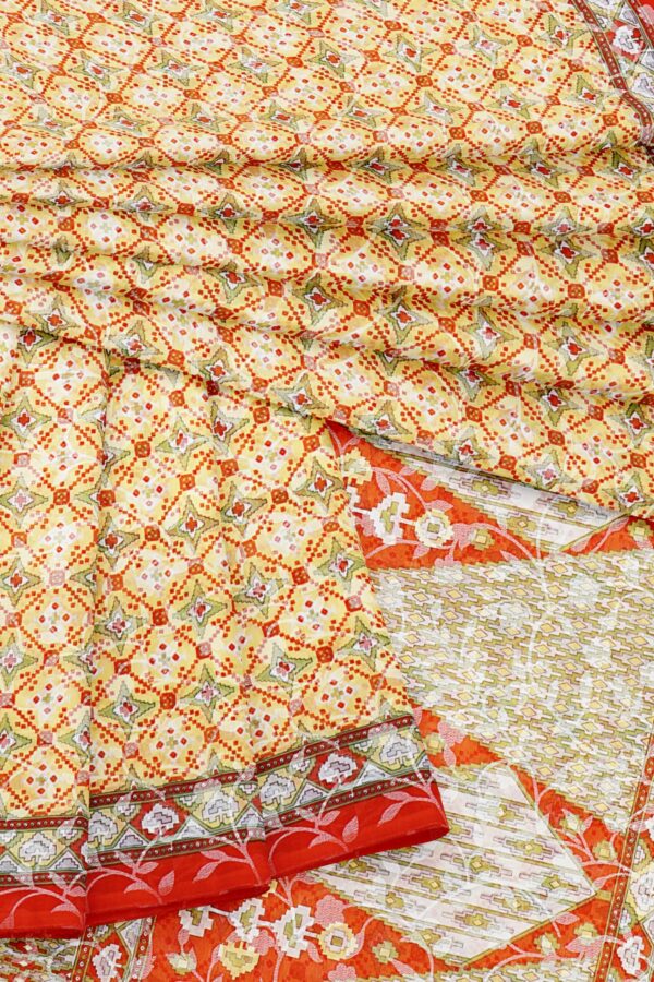 Half white saree with red border - Image 5