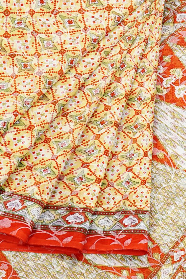 Half white saree with red border - Image 6