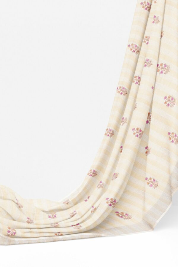 Half white saree with silver border - Image 3
