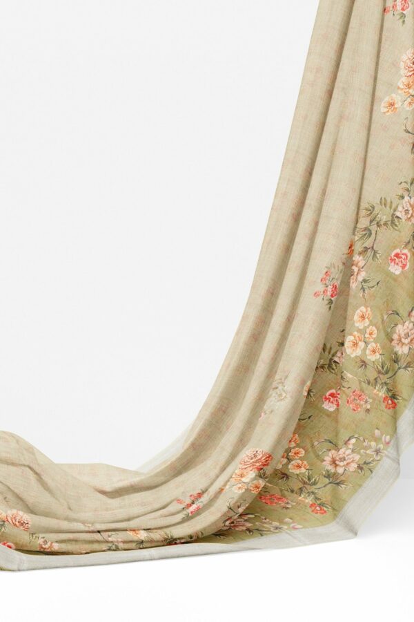 Half white saree with silver border - Image 3