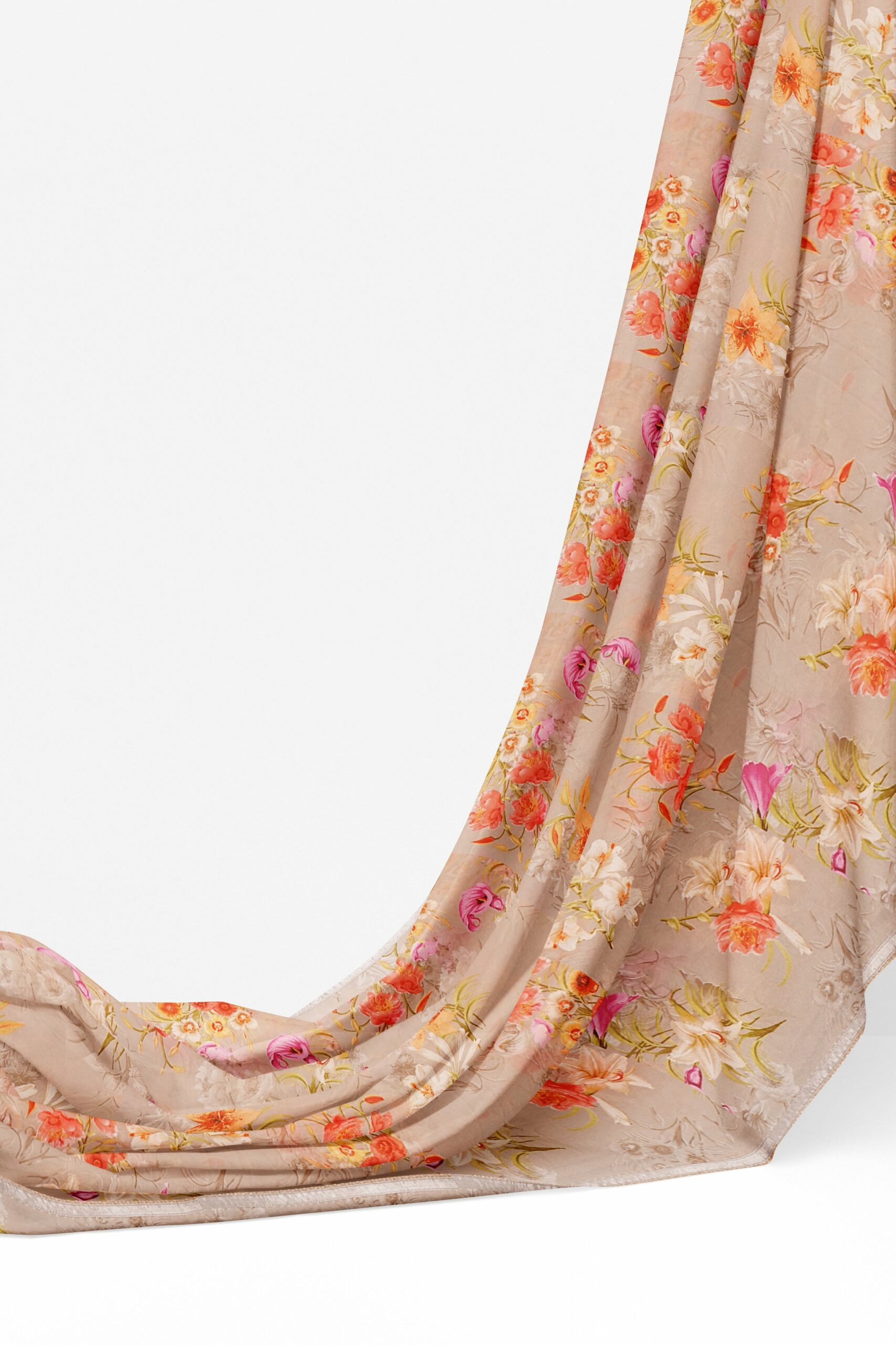 Half white saree with silver colour border - Image 3