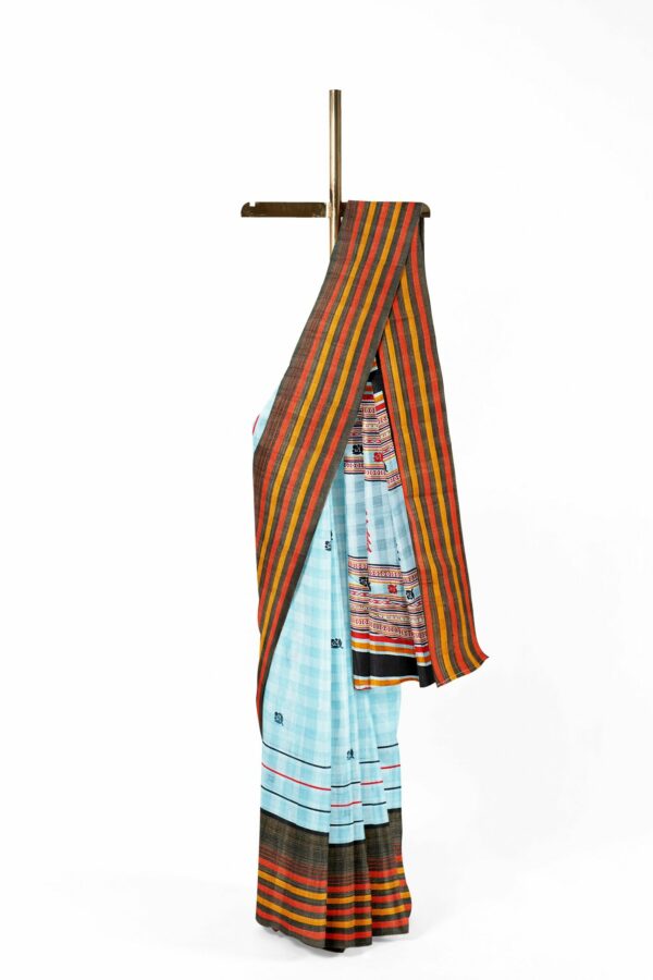 Light blue saree with black border - Image 2
