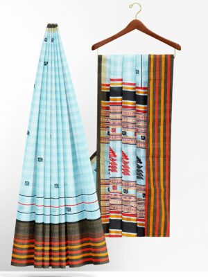 Light blue saree with black border