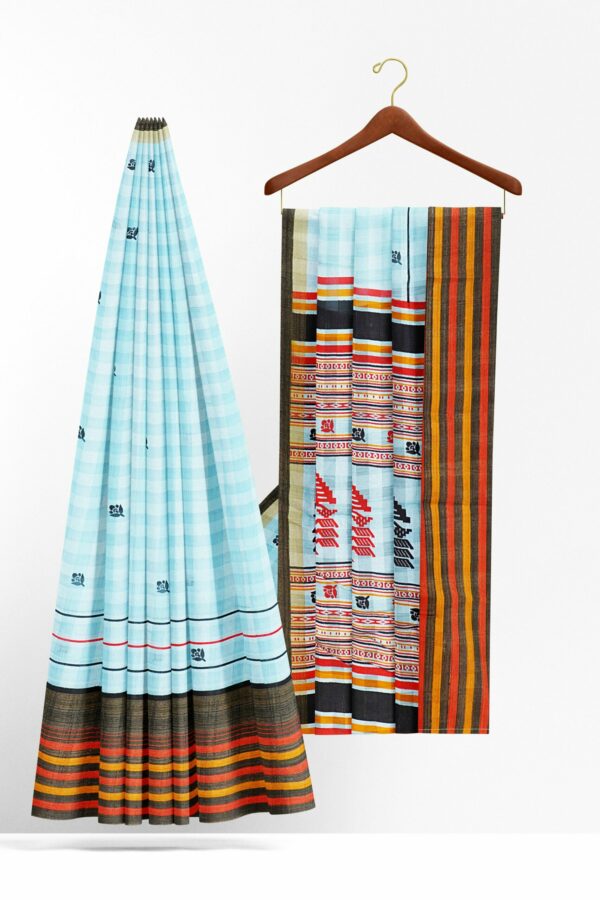 Light blue saree with black border