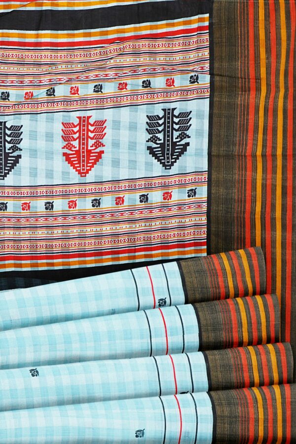 Light blue saree with black border - Image 4