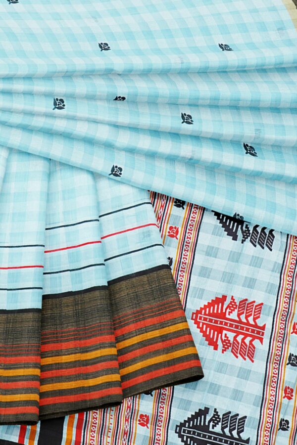 Light blue saree with black border - Image 5