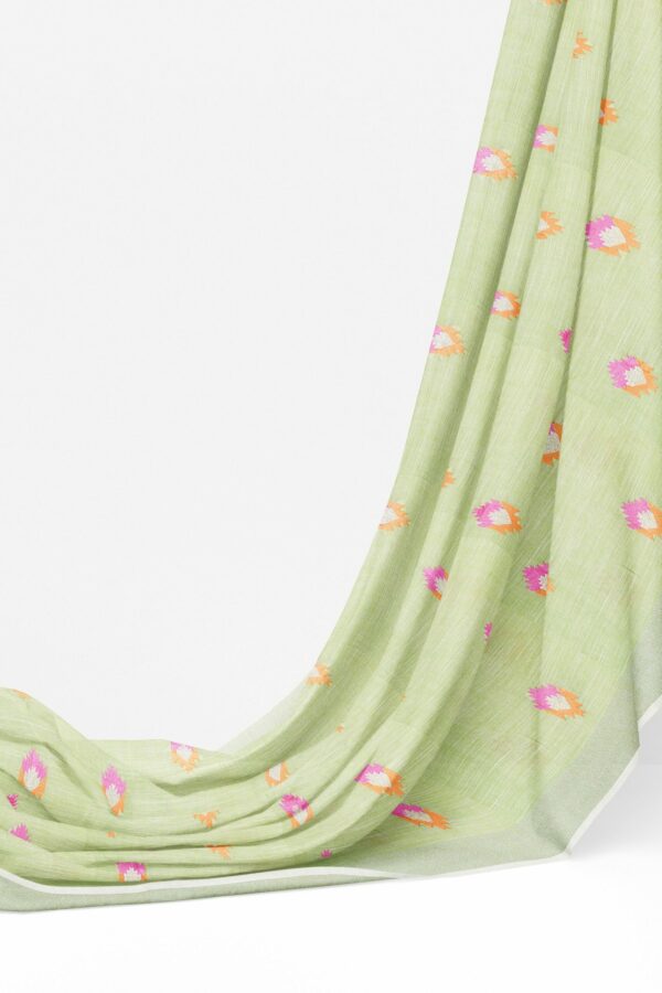 Light green saree with white border - Image 3