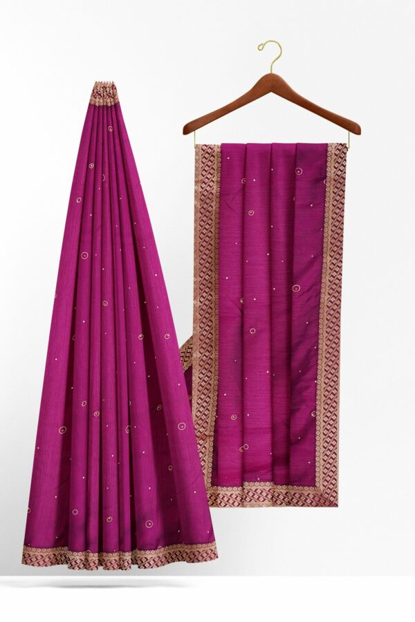 Magenta saree with gold border