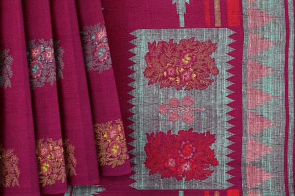 Magneta saree with magenta border - Image 4
