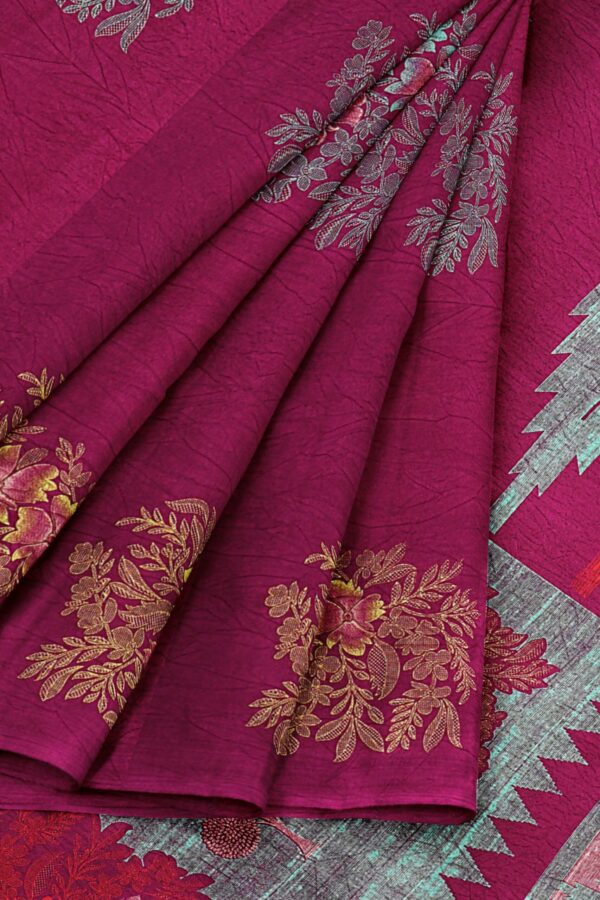 Magneta saree with magenta border - Image 6