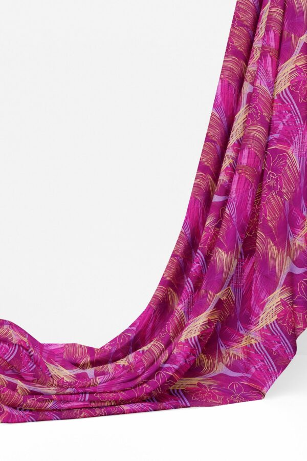 Magenta saree with magenta border - Image 3