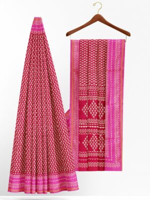 Magenta saree with pink border