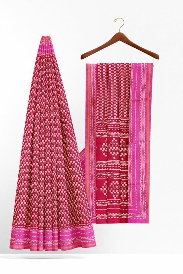 Magenta saree with pink border