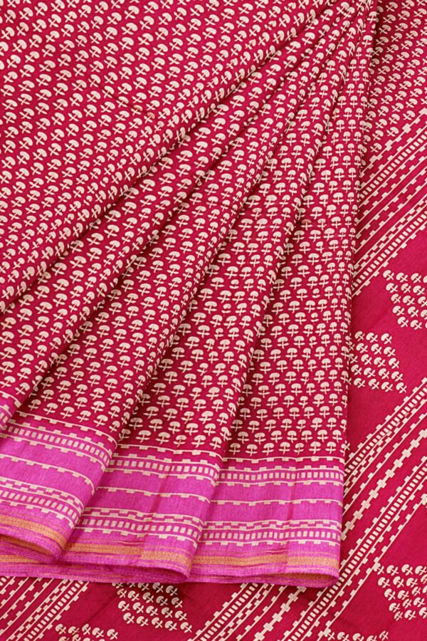 Magenta saree with pink border - Image 6