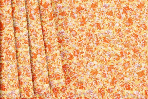 Orange floral saree with orange floral border - Image 4