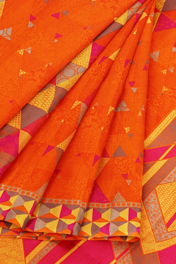 Orange saree with maroon yellow border - Image 6