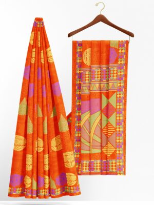 Orange saree with orange border