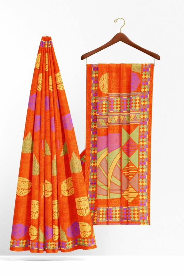 Orange saree with orange border