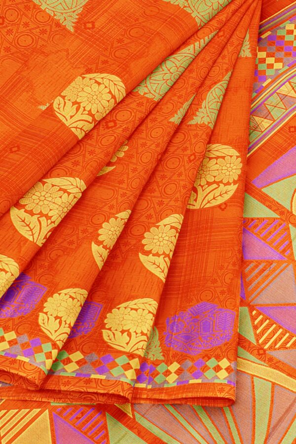 Orange saree with orange border - Image 6